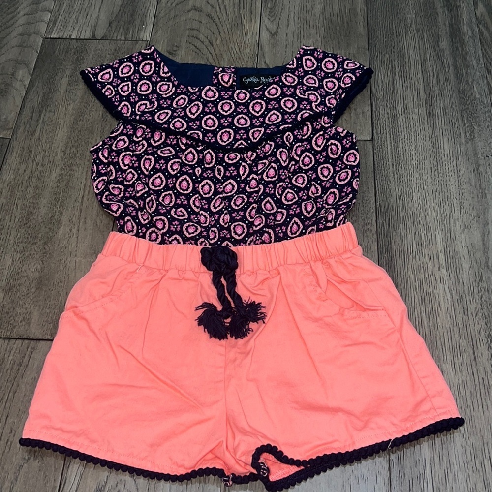 Cynthia Rowley girls romper with jean and blouse like material